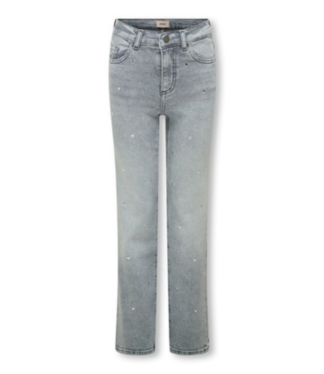 Kids ONLY winter jeansbroek meisjes - grijs - KogJuicy - wide leg fit