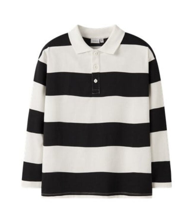 Name it winter polo t-shirt jongens - zwart - relaxed fit - NkmNutiva