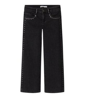 Name it winter jeansbroek meisjes - zwart - wide leg fit, glitter steentjes - NkfRose