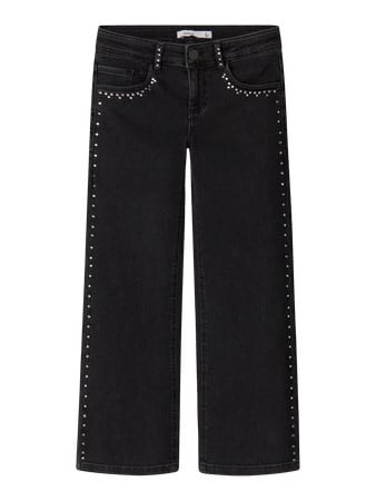 Name it winter jeansbroek meisjes - zwart - wide leg fit, glitter steentjes - NkfRose afbeelding