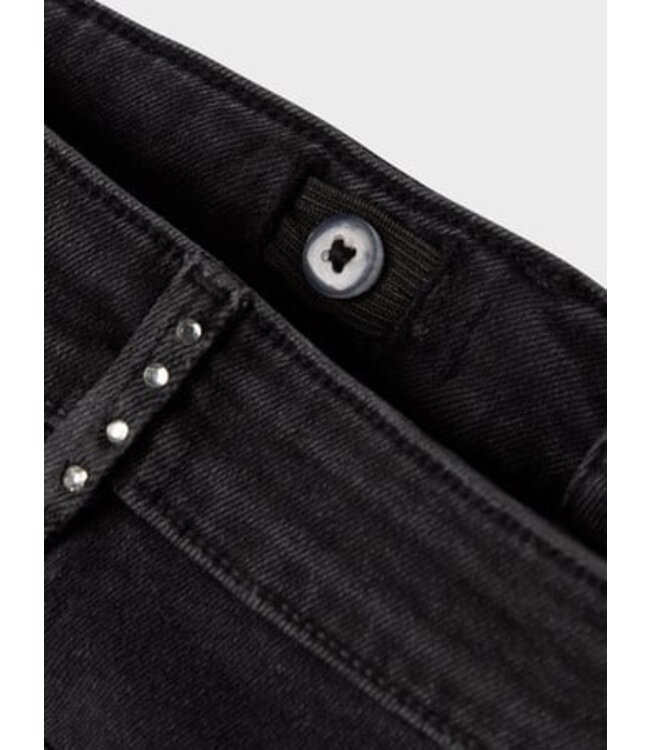 Name it winter jeansbroek meisjes - zwart - wide leg fit, glitter steentjes - NkfRose