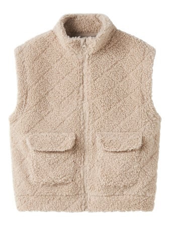 Name it winter vest meisjes - beige - teddy - NkfNila afbeelding