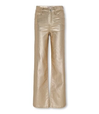 Kids ONLY winter broek meisjes - goud metallic - wide leg fit - KogJuicy
