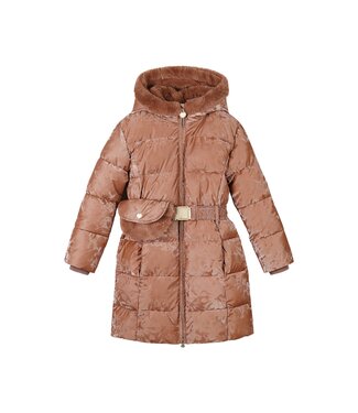 Le Chic winter winterjas meisjes - bruin/rood - Bodhi - furry tas
