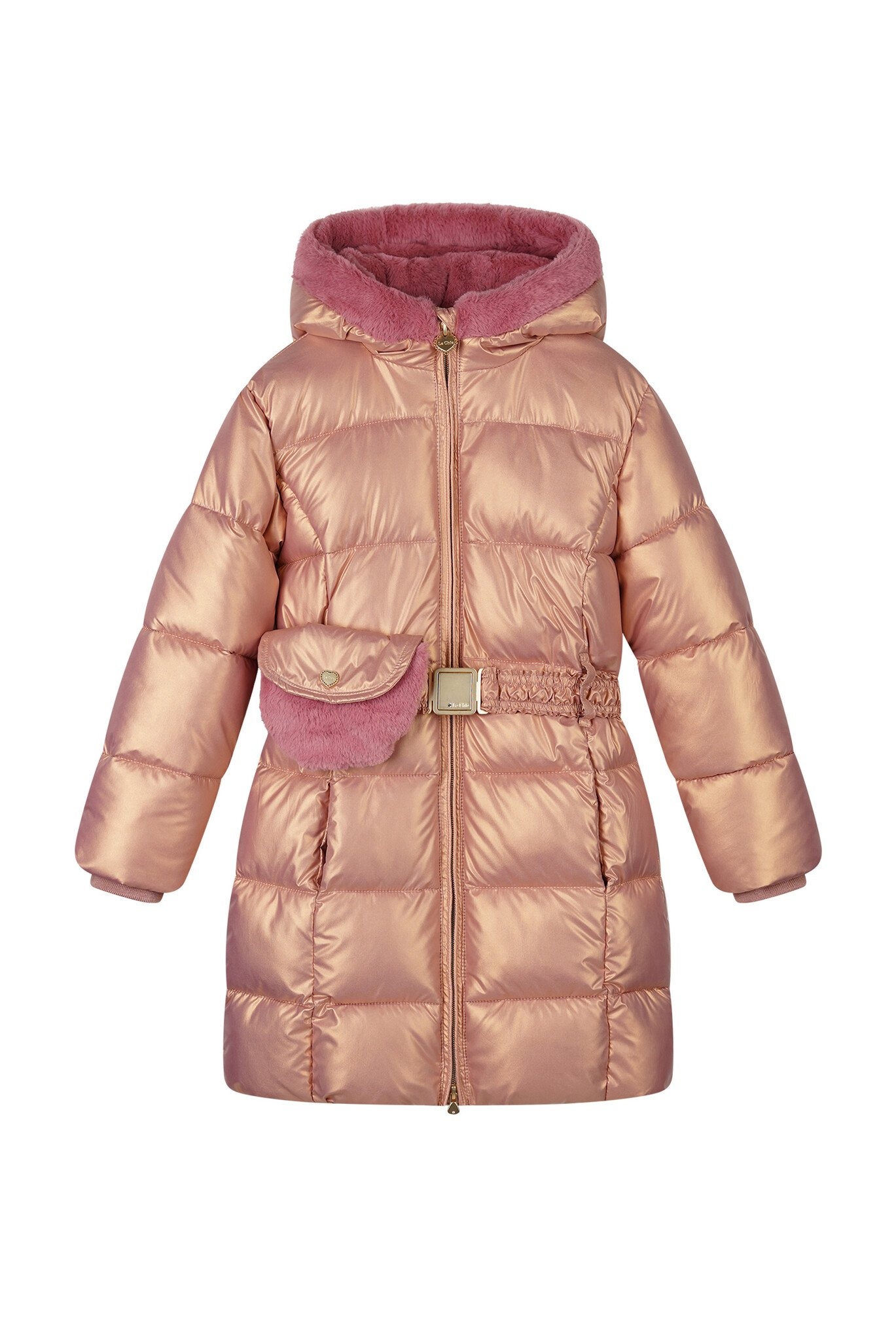 Le Chic winter winterjas meisjes - roze - Bodhi - furry, lang, tas afbeelding
