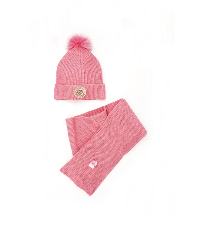 Le Chic winter muts & sjaal set meisjes - roze - Rosa & Reya