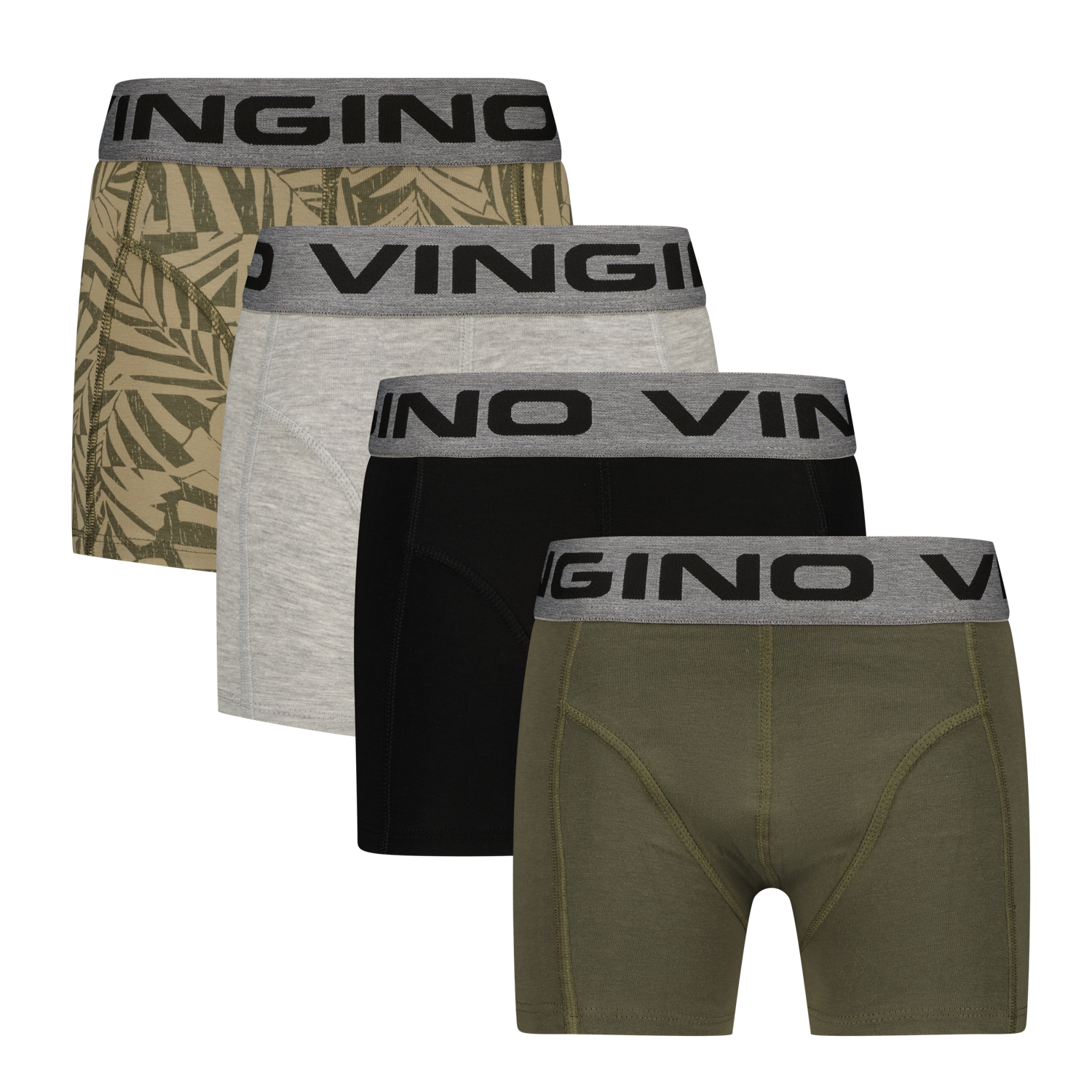 Vingino winter ondergoed jongens - groen - Graphic 4-pack - classic boxer afbeelding