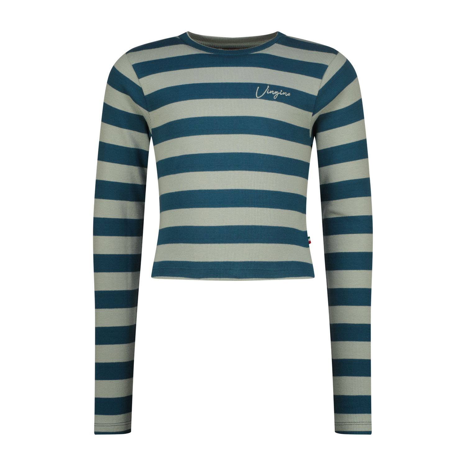 Vingino winter top meisjes - groen - Basic crop top - rib, strepen afbeelding