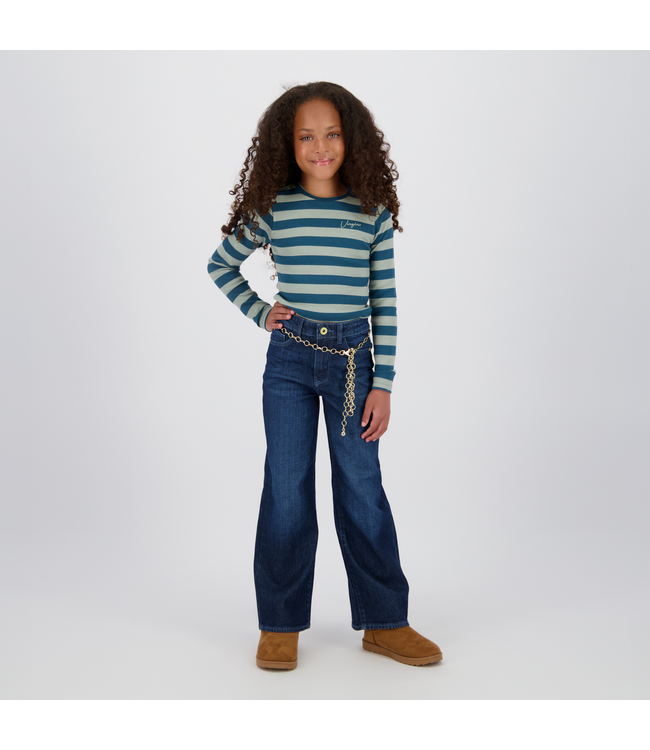 Vingino winter top meisjes - groen - Basic crop top - rib, strepen