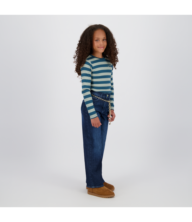 Vingino winter top meisjes - groen - Basic crop top - rib, strepen