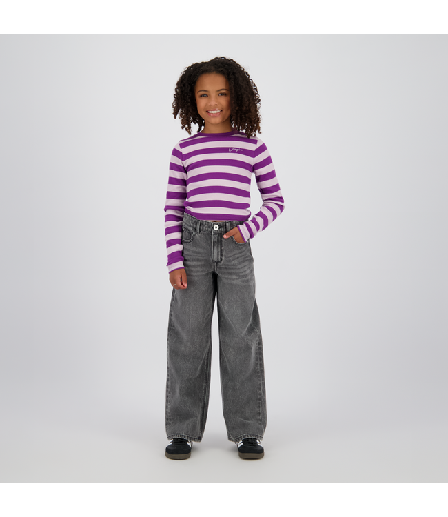 Vingino winter top meisjes - paars - Basic crop top - rib, strepen