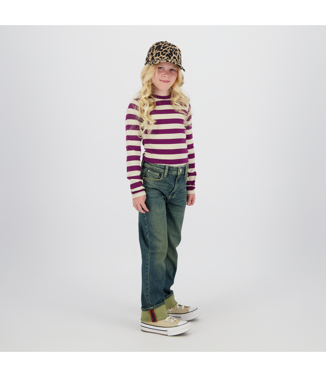 Vingino winter top meisjes - paars - Basic crop top - rib, strepen
