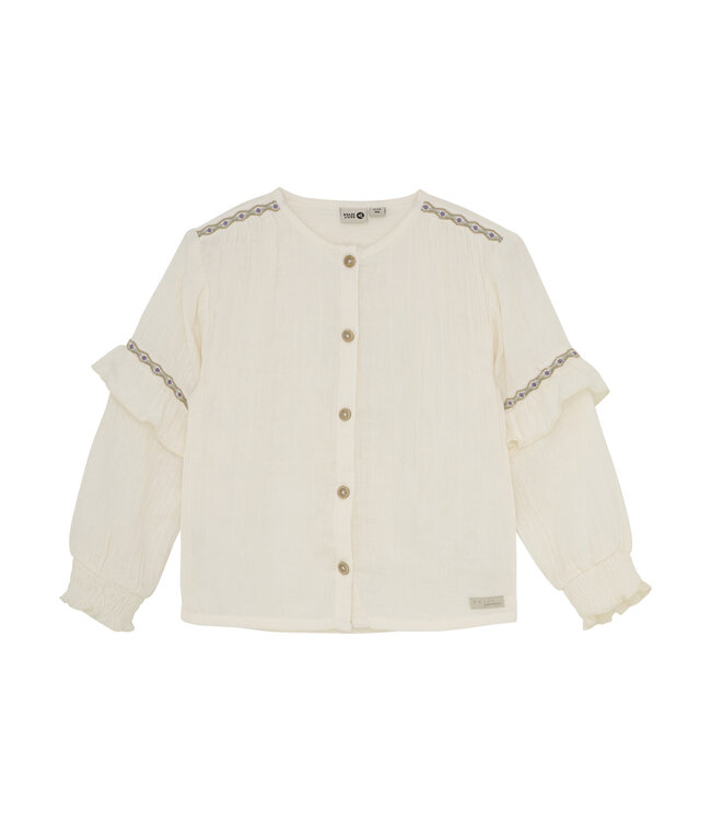 Daily7 winter t-shirt meisjes - wit - longsleeve/ruffle