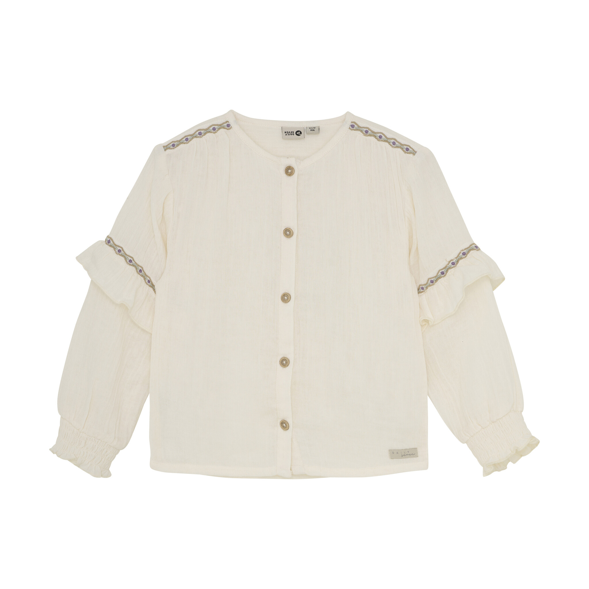 Daily7 winter t-shirt meisjes - wit - longsleeve/ruffle afbeelding
