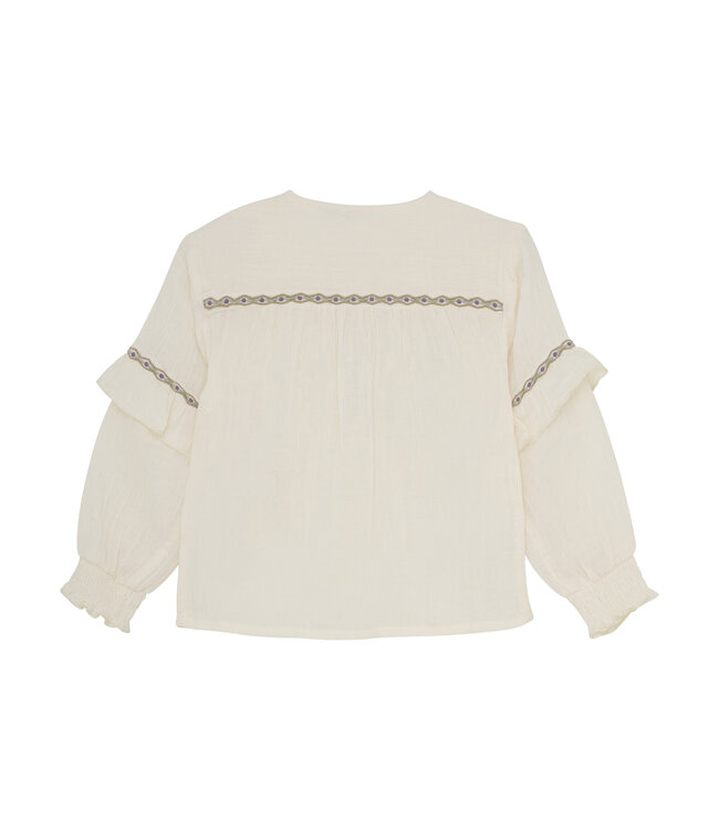 Daily7 winter t-shirt meisjes - wit - longsleeve/ruffle