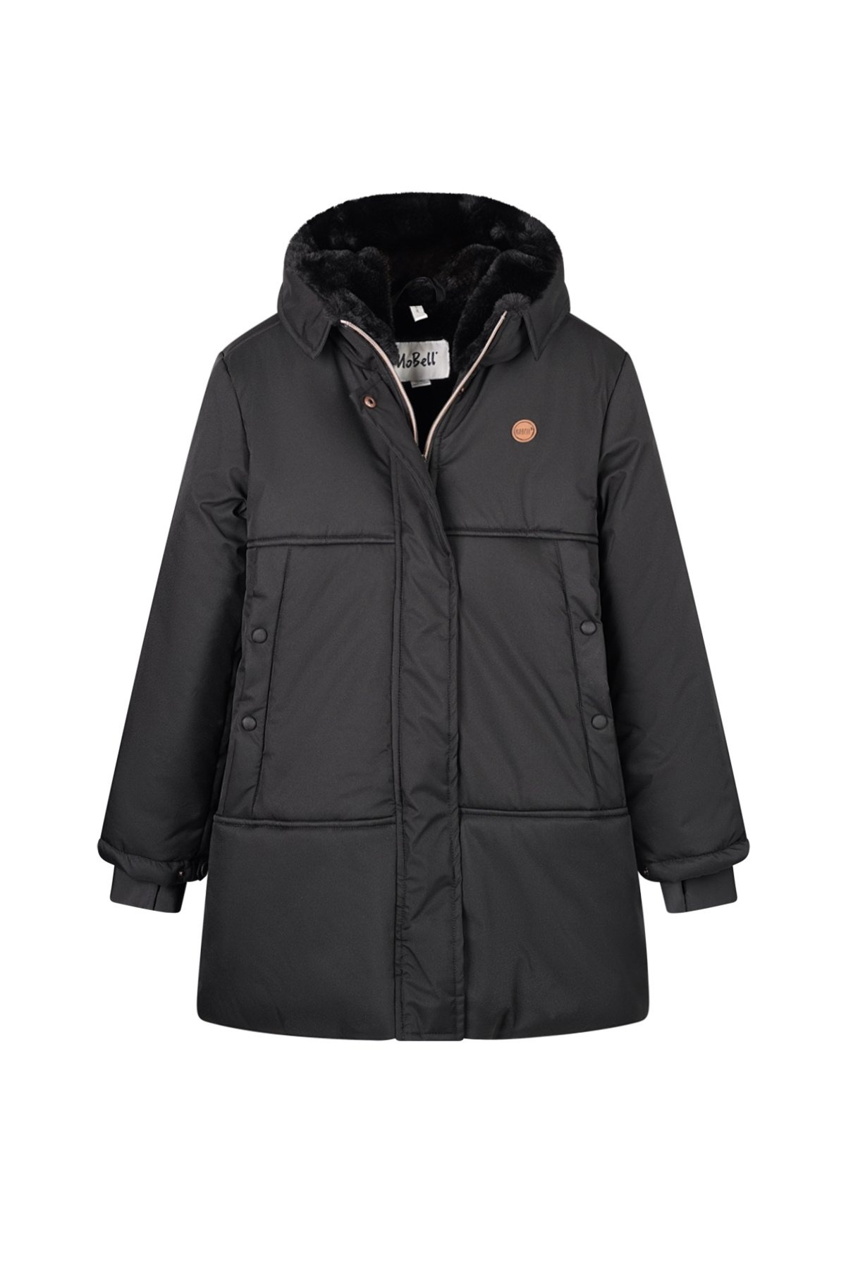 NoBell winter winterjas meisjes - zwart - Belvine - lang, capuhon afbeelding