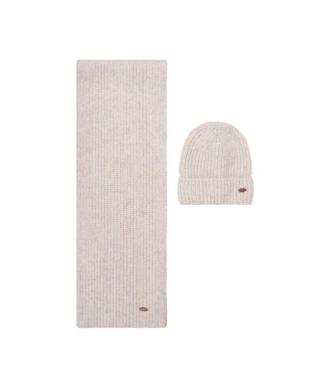 NoBell winter sjaal + muts set meisjes - beige - Ronja - gebreid