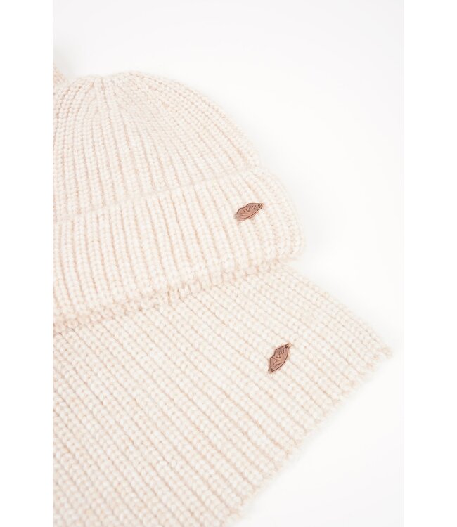 NoBell winter sjaal + muts set meisjes - beige - Ronja - gebreid