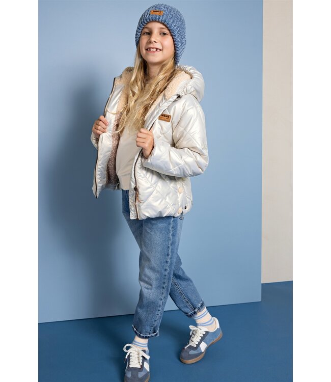 NoNo winter winterjas meisjes - beige - Button - kort, capuchon