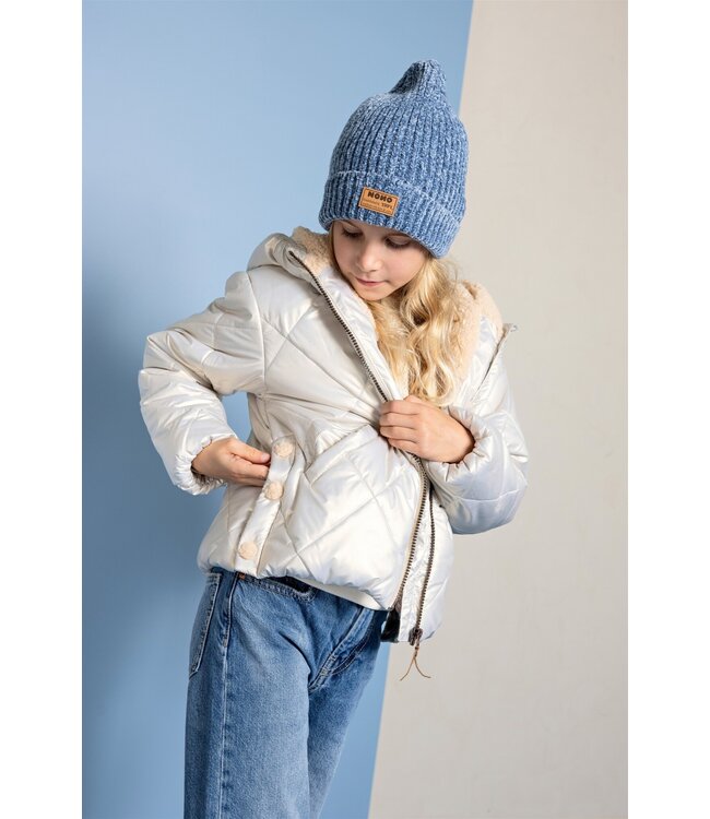 NoNo winter winterjas meisjes - beige - Button - kort, capuchon