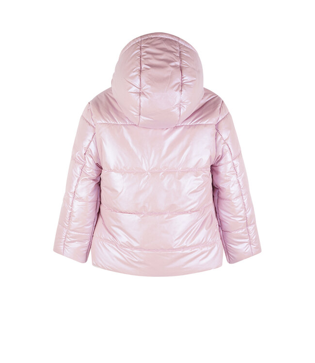 NoNo winter winterjas meisjes - roze - Bubble - dubbele capuchon, middellang