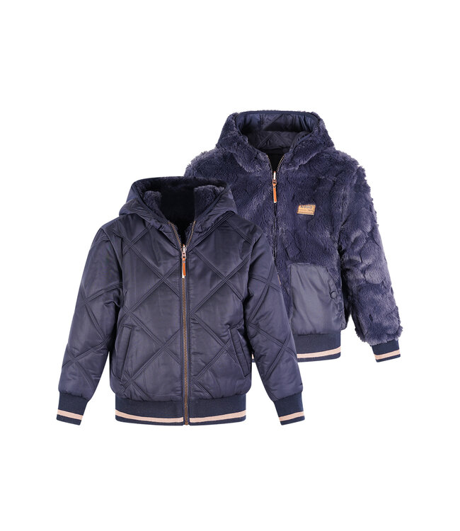 NoNo winter bomberjack meisjes - navy blauw - Bomby - reversible, capuchon