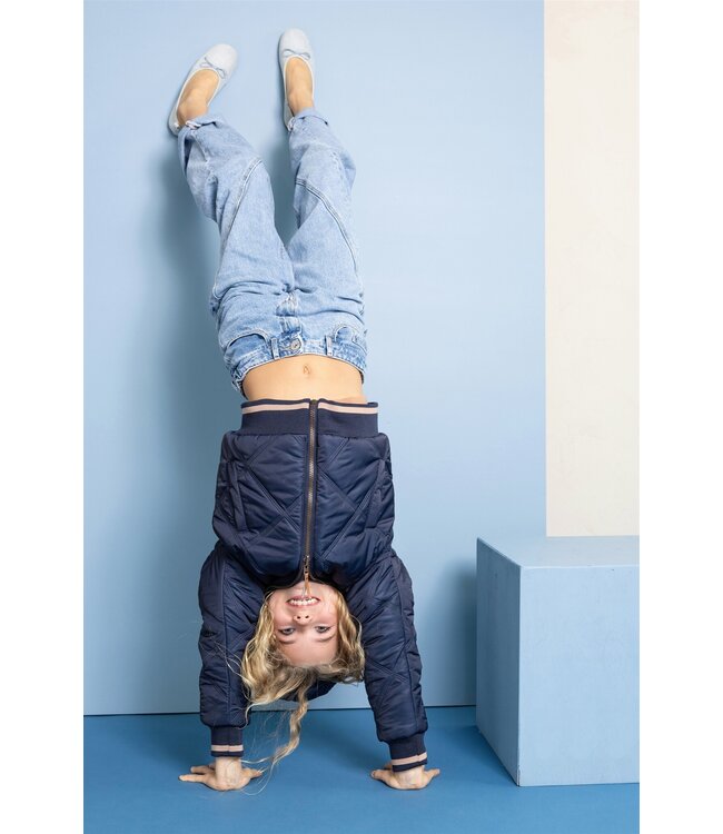 NoNo winter bomberjack meisjes - navy blauw - Bomby - reversible, capuchon