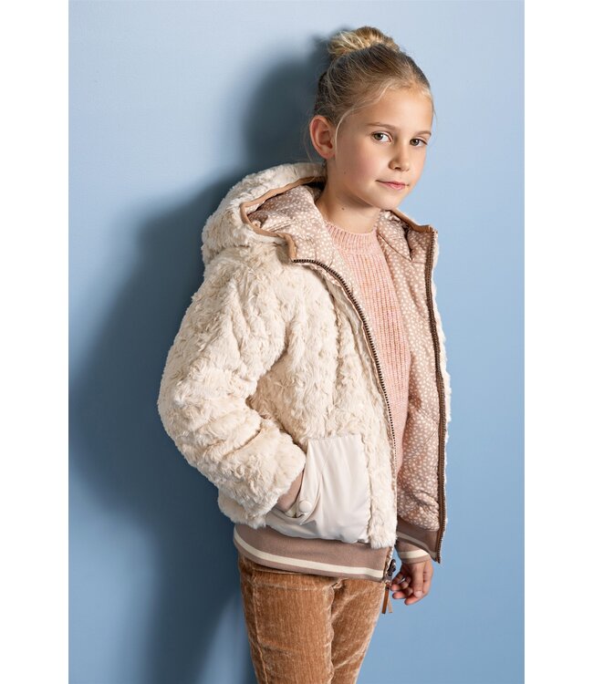 NoNo winter bomberjack meisjes - bruin - Bomby - reversible, capuchon