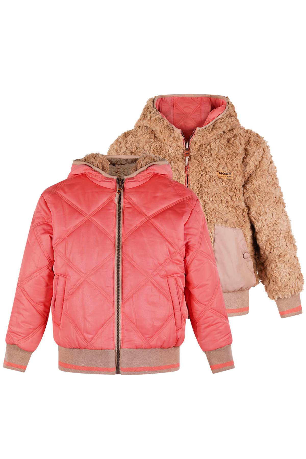 NoNo winter bomberjack meisjes - roze - Bomby - reversible, capuchon afbeelding