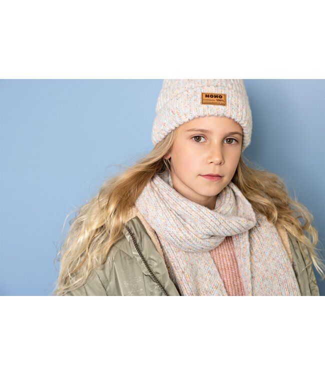 NoNo winter sjaal + muts set meisjes - beige - Raya - gebreid