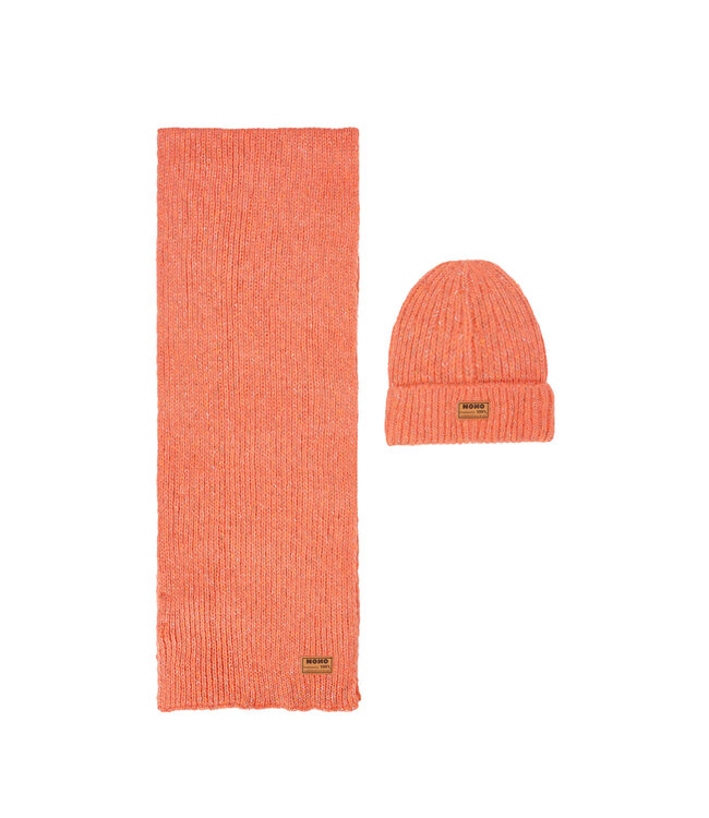 NoNo winter sjaal + muts set meisjes - roze - Raya - gebreid