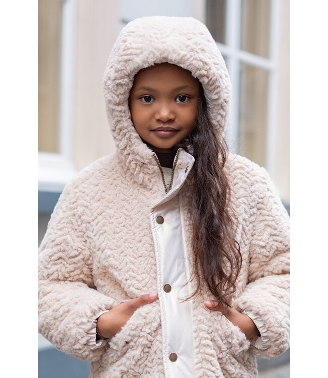 Like Flo winter winterjas meisjes - goud - Ariana - lang, reversible, capuchon, metallic
