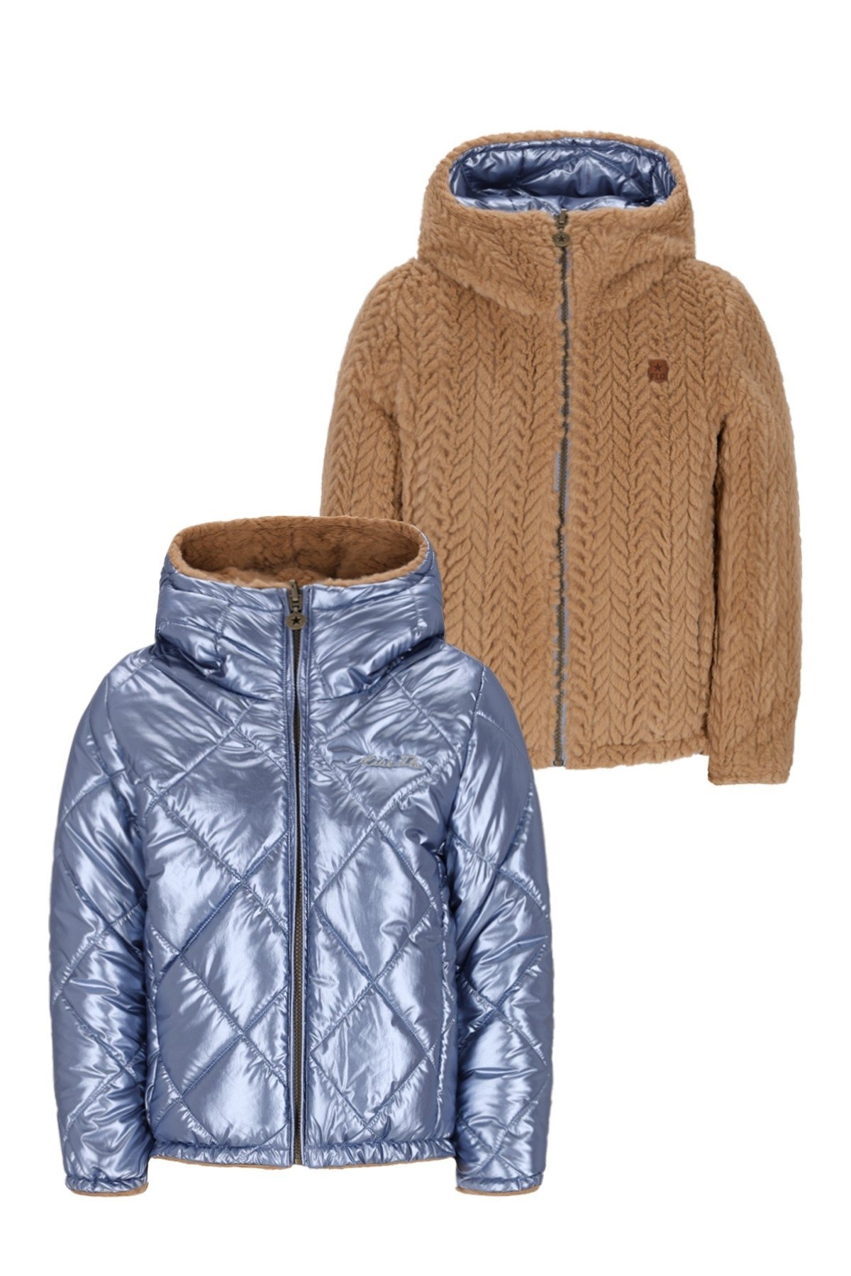Like Flo winter winterjas meisjes - blauw - Aimee - kort, reversible, capuchon afbeelding
