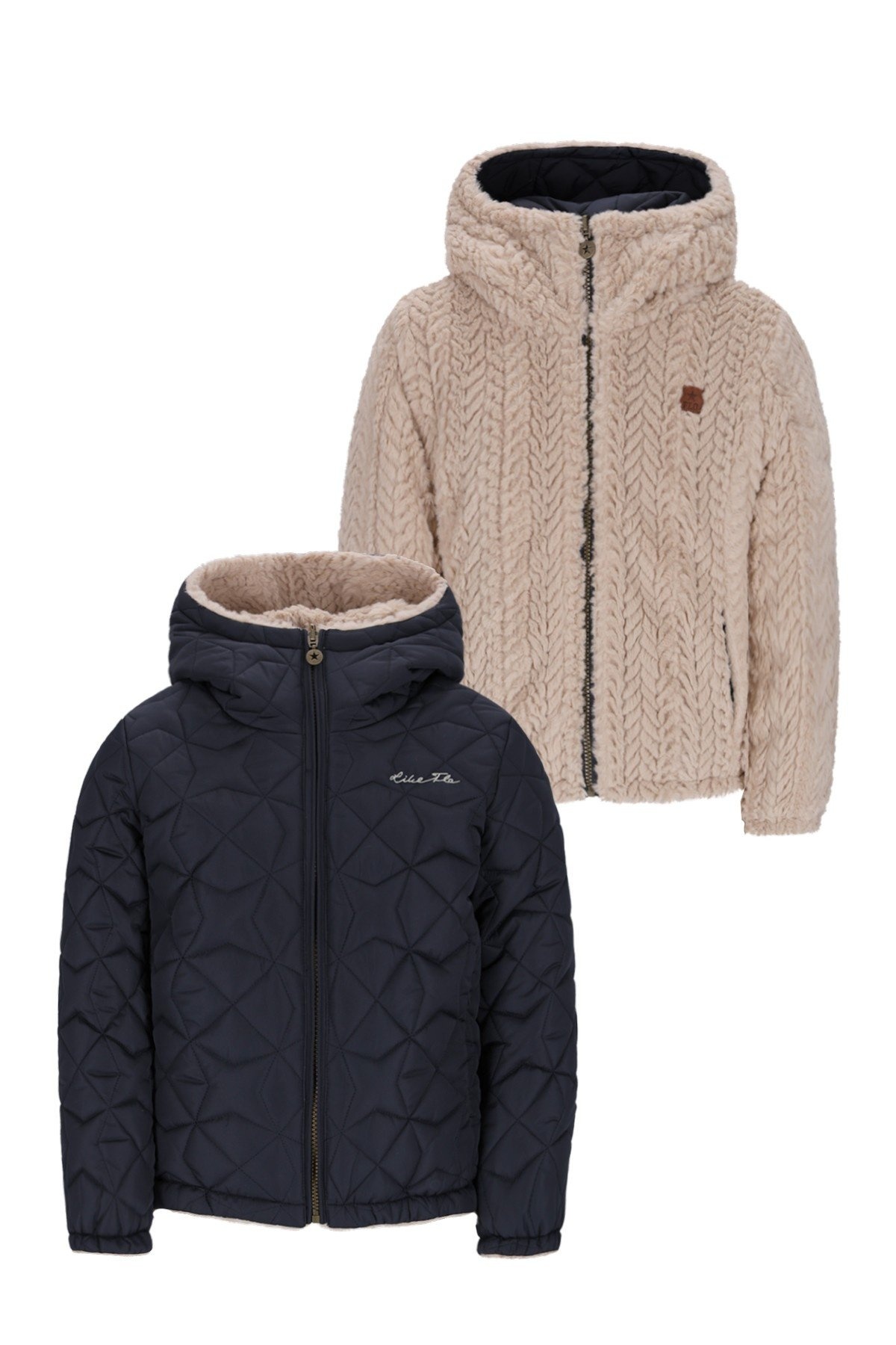 Like Flo winter winterjas meisjes - navy blauw - Aimee - kort, reversible, capuchon afbeelding