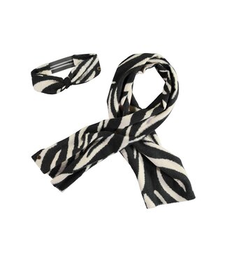 Like Flo winter sjaal + haarband meisjes - zwart/wit - Nila - geweven, zebra