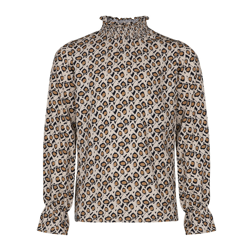 KIEstone winter blouse meisjes - bruin panter - Fieke afbeelding