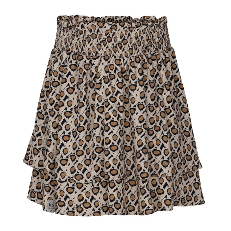 KIEstone winter rok meisjes - bruin panter - Ilse afbeelding