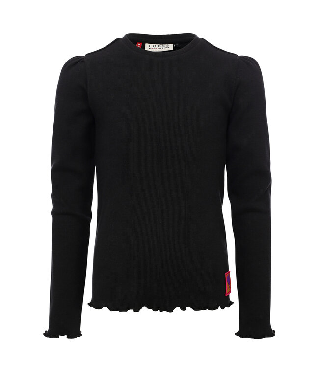 LOOXS Little winter rib top meisjes - grijs