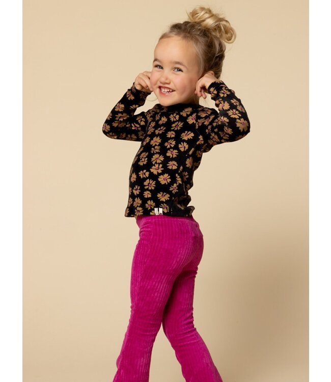 LOOXS Little winter velvet broek meisjes - roze- rib