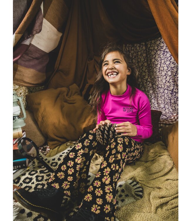 LOOXS Little winter velvet flare broek meisjes - zwart - bloem