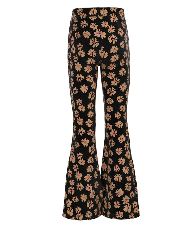 LOOXS Little winter velvet flare broek meisjes - zwart - bloem
