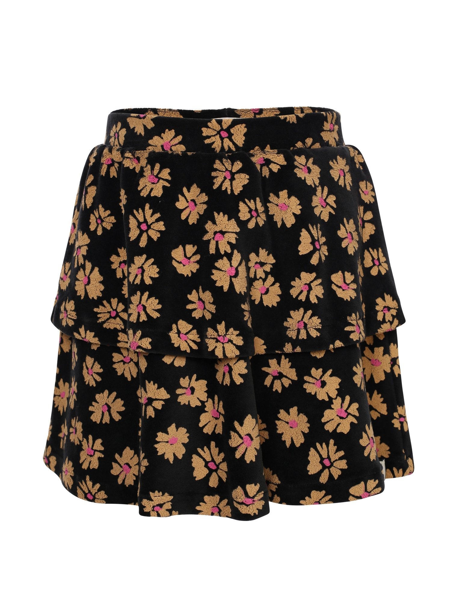 LOOXS Little winter velvet flare rok meisjes - zwart - bloem afbeelding