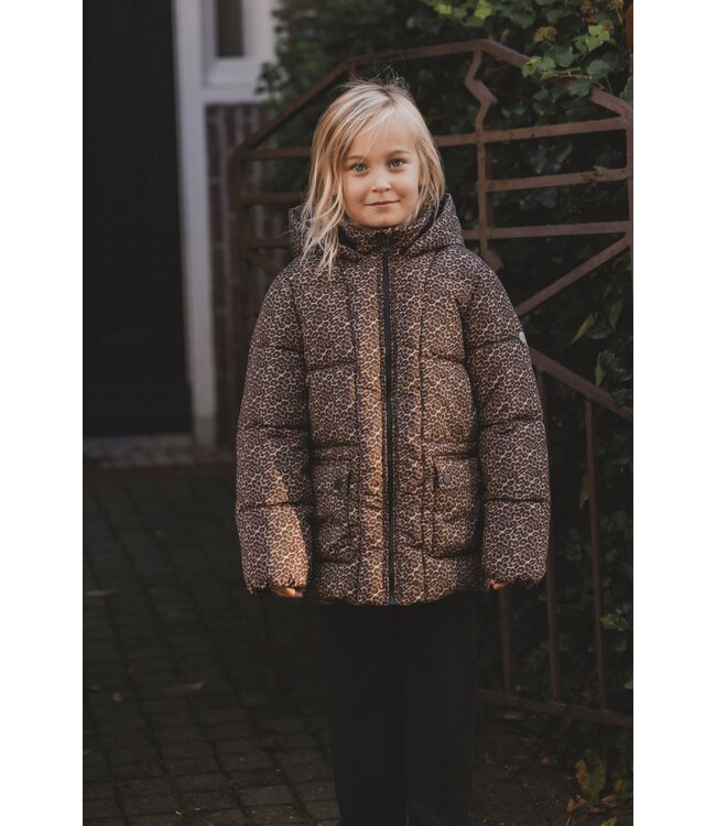 LOOXS Little winter winterjas meisjes - bruin/zwart - panter