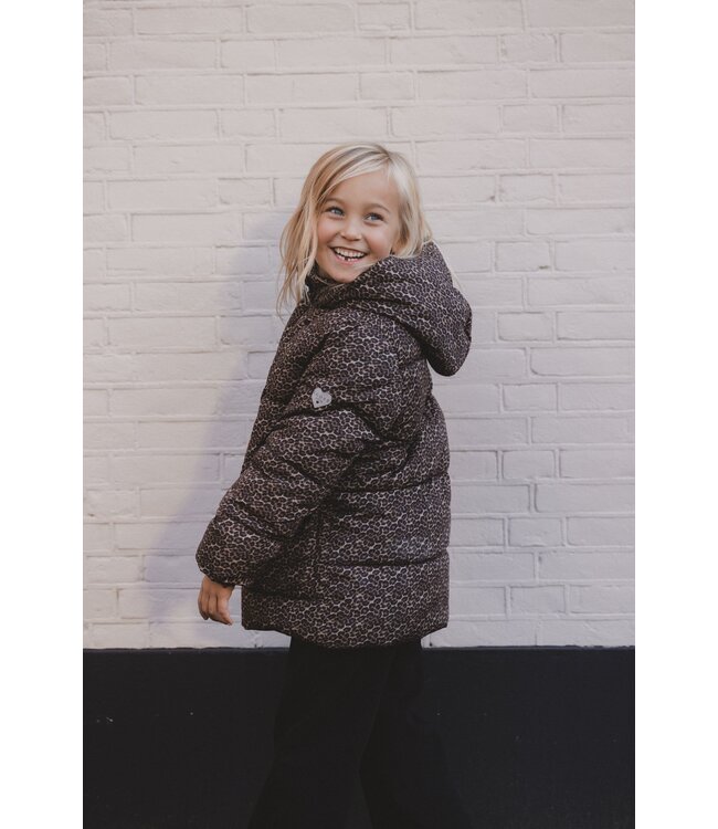 LOOXS Little winter winterjas meisjes - bruin/zwart - panter