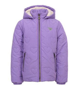 LOOXS Little winter winterjas meisjes - paars - gewatteerde hartjes