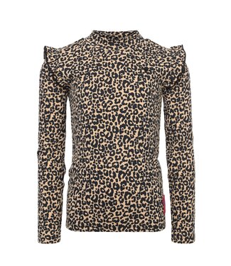 LOOXS Little winter crinckle top meisjes - zand - luipaard
