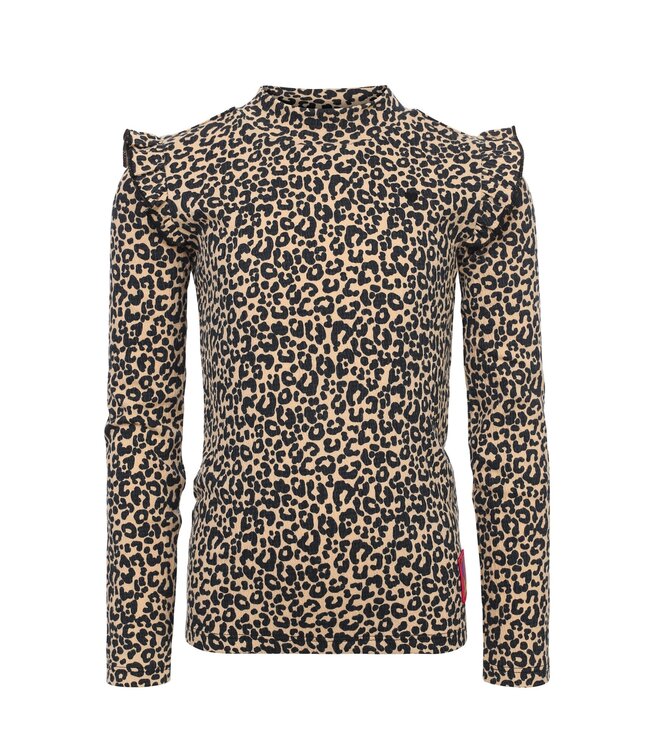 LOOXS Little winter crinckle top meisjes - zand - luipaard