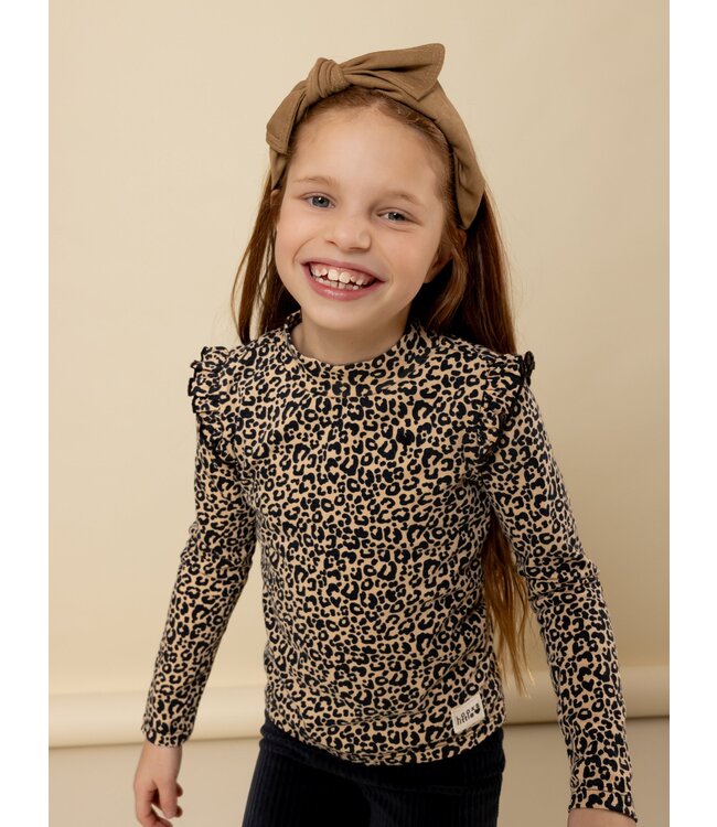 LOOXS Little winter crinckle top meisjes - zand - luipaard