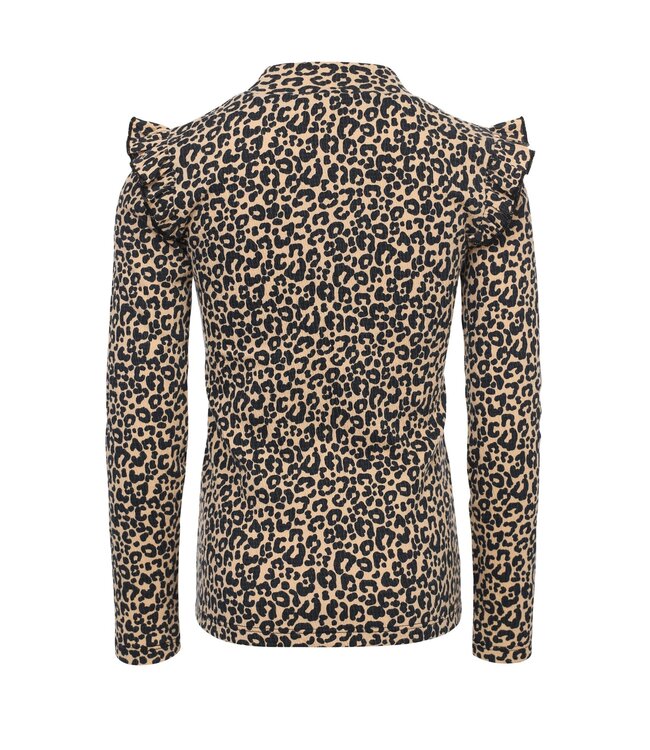 LOOXS Little winter crinckle top meisjes - zand - luipaard