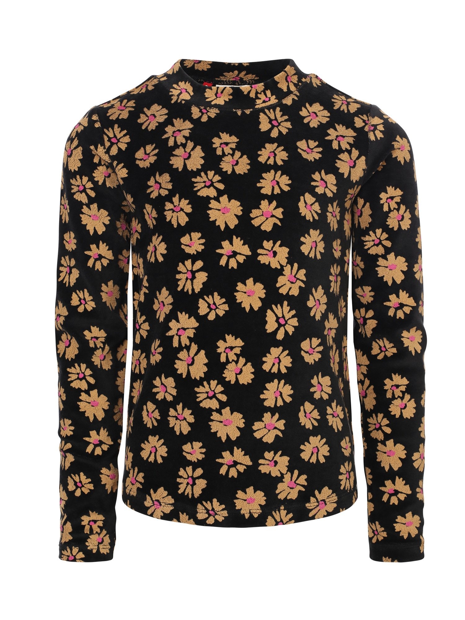 LOOXS Little winter velvet top meisjes - zwart - bloem afbeelding